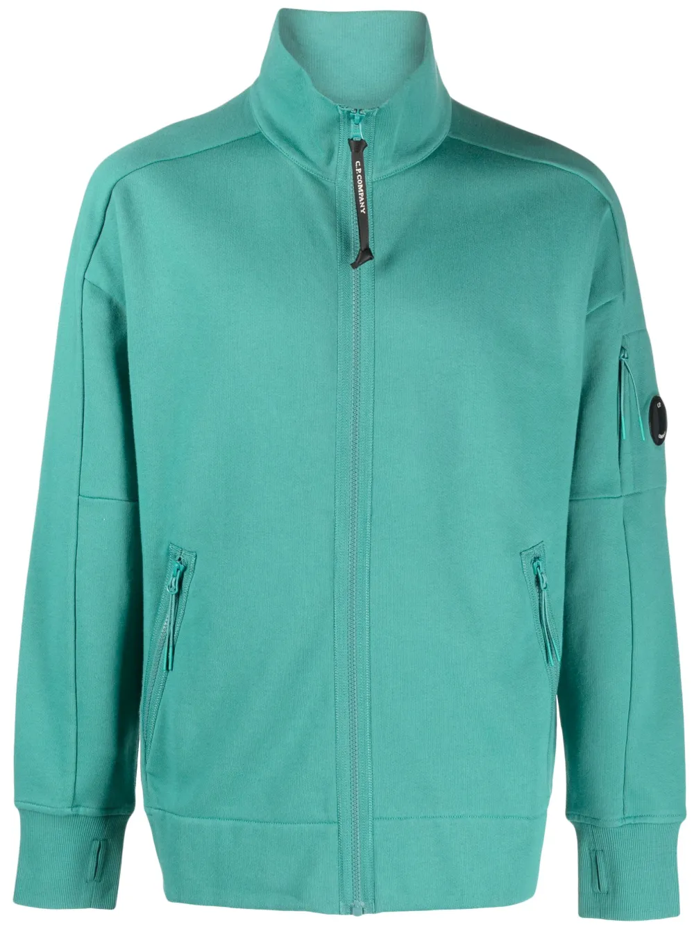 C.p. Company Goggle-detail Zip-up Sweatshirt In Green | ModeSens