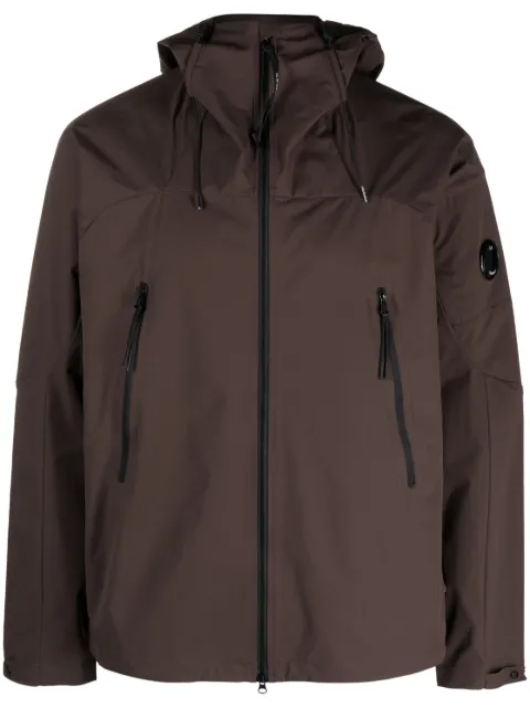 Lens-detail zip-up hooded jacket