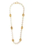 CHANEL Pre-Owned 1986-1992 logo faux-pearl necklace - White