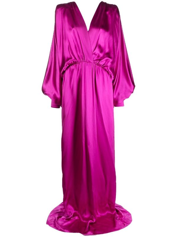 Gucci long sleeved Satin Gown Purple FARFETCH AE