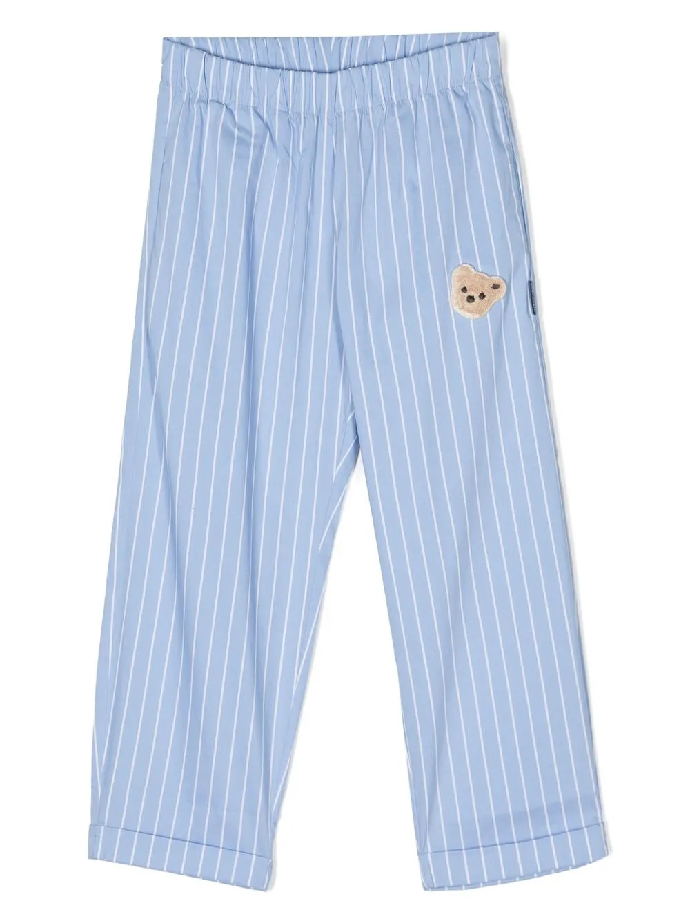 

Palm Angels Kids teddy-patch striped trousers - Blue