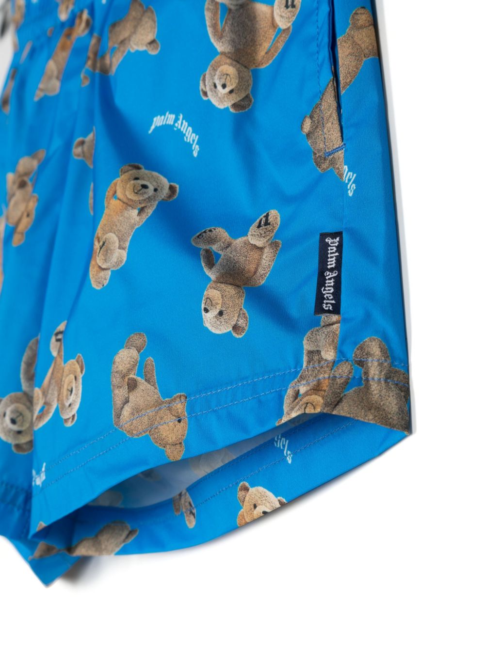 Shop Palm Angels All-over Bear-print Swim Shorts In Blue