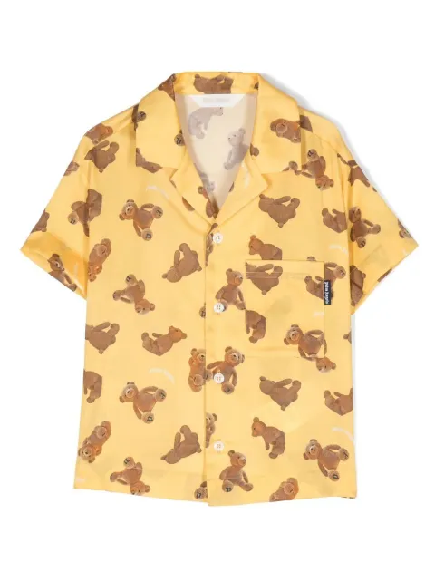 Palm Angels Kids teddy-bear print bowling shirt