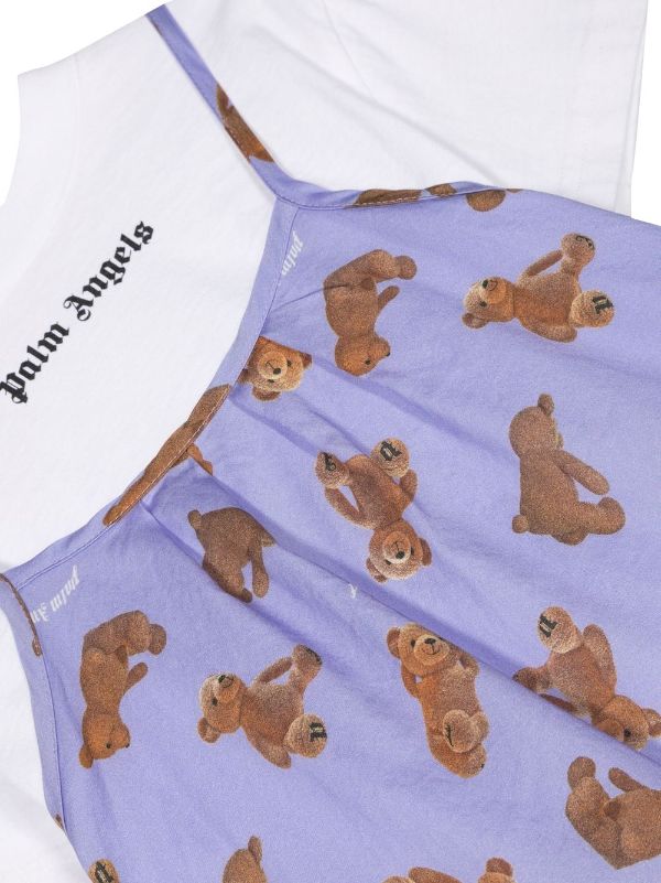 Palm Angels Teddy Bear Print Purple T-Shirt