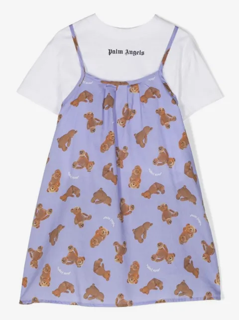 Palm Angels Kids T-shirt-kjole med bjørnetryk