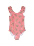 Palm Angels Kids teddy bear-print swimsuit - Pink