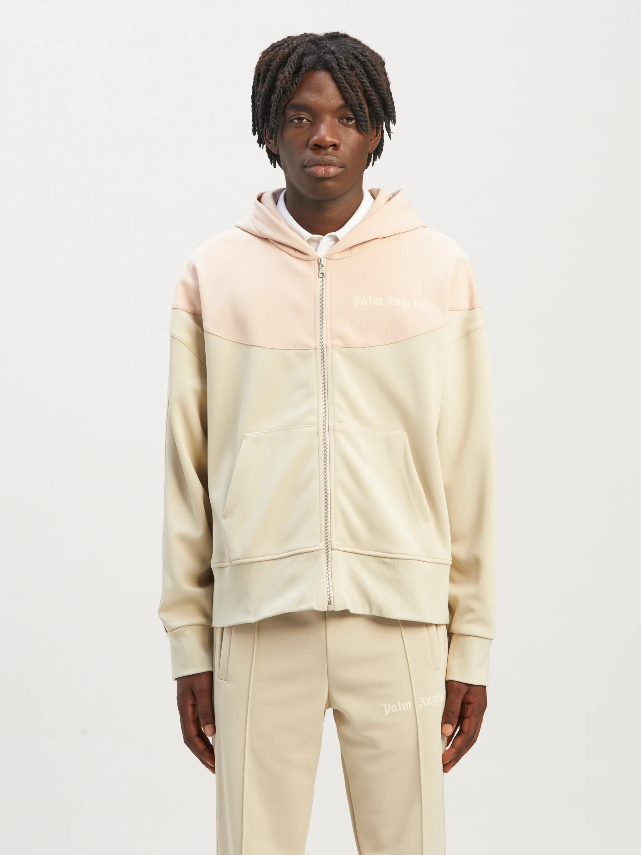 Two Tone Hoody Track Jacket in neutrals - Palm Angels® Official