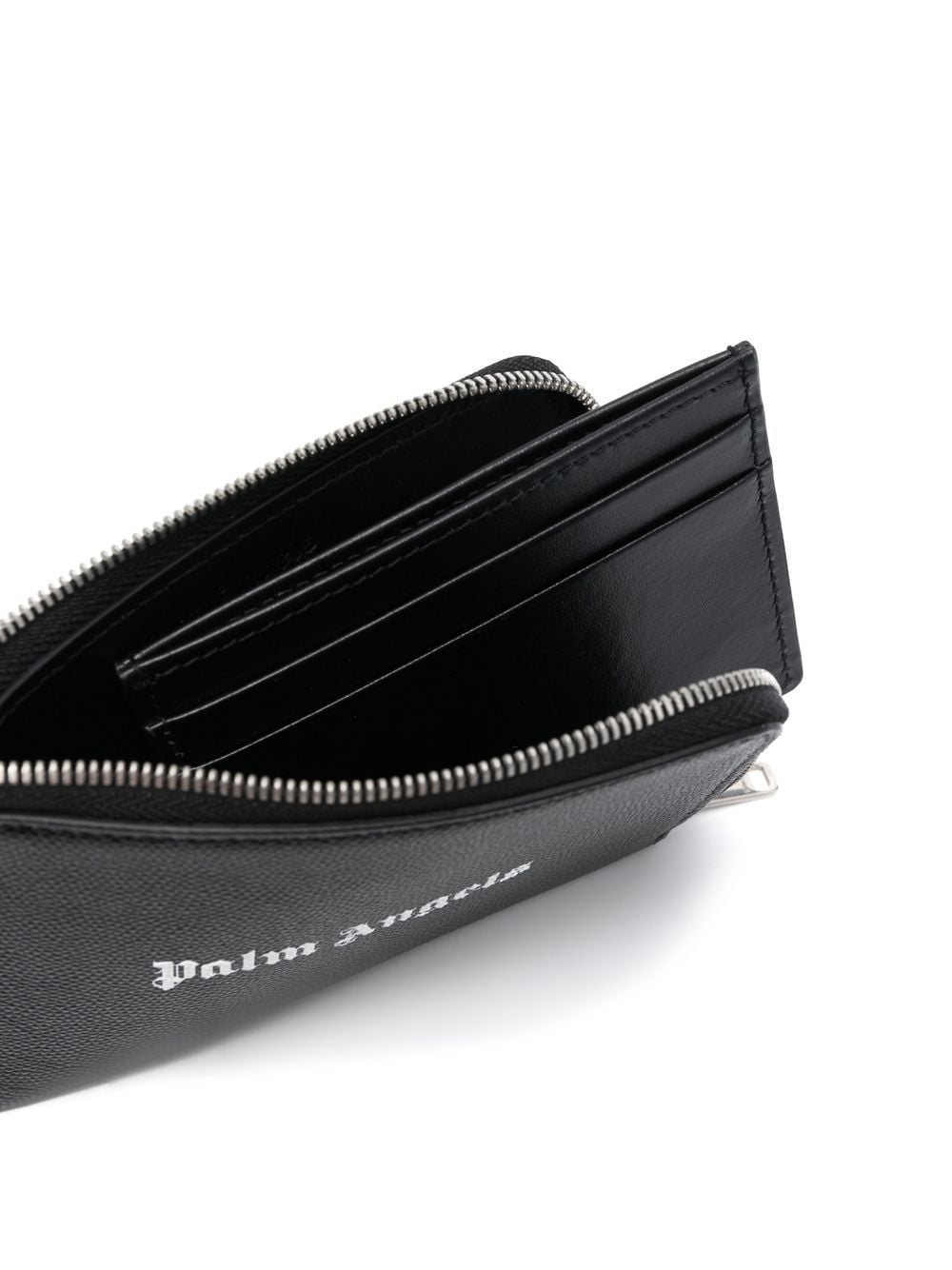 Shop Palm Angels Logo-print Zip-fastening Wallet In Black