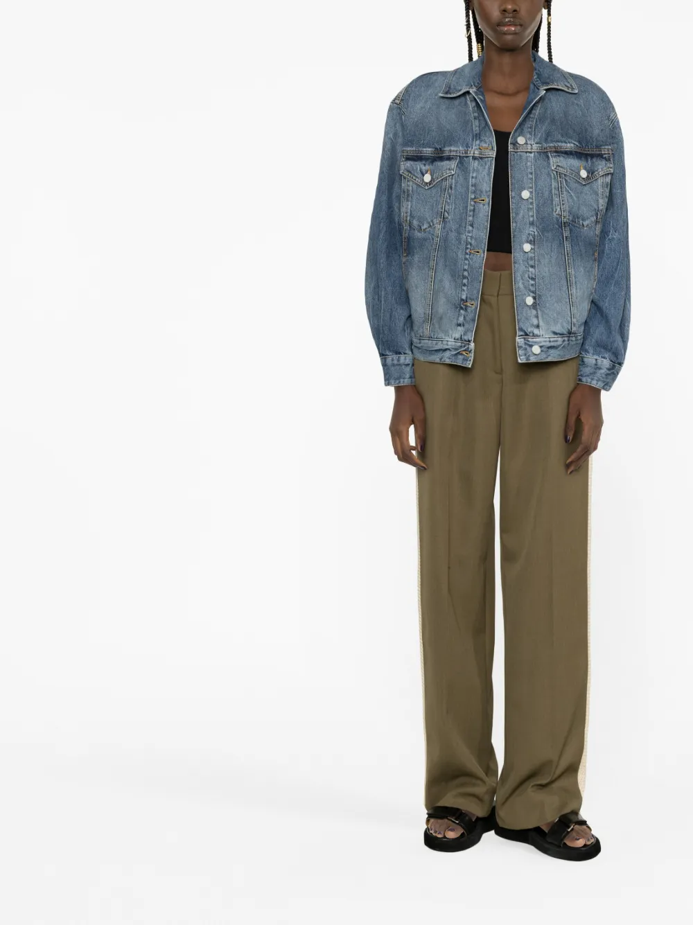 Palm Angels Broek met zijstreep - Groen