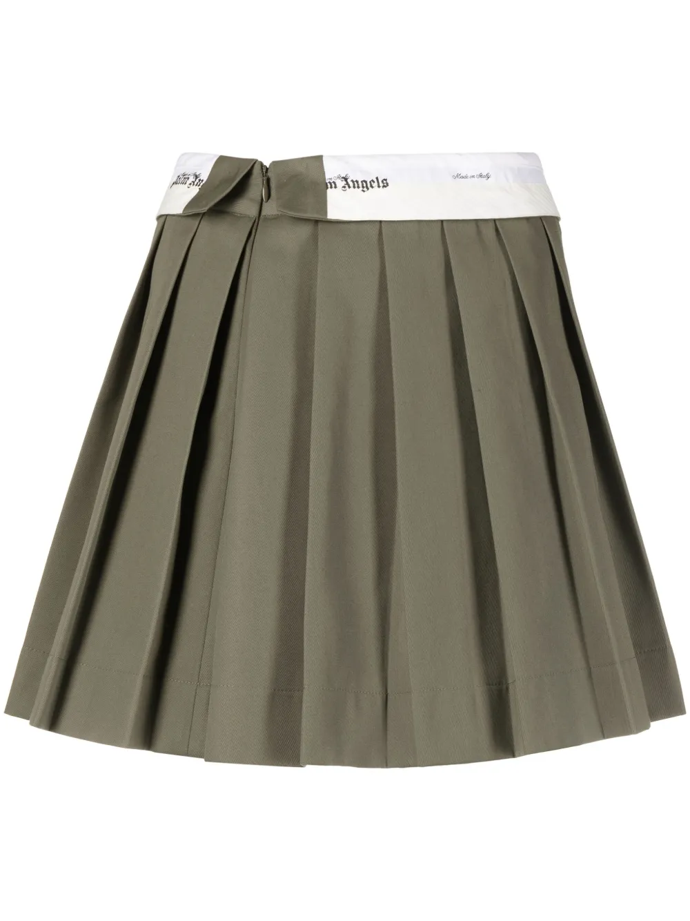 Palm Angels Pleated A-line Miniskirt In Green
