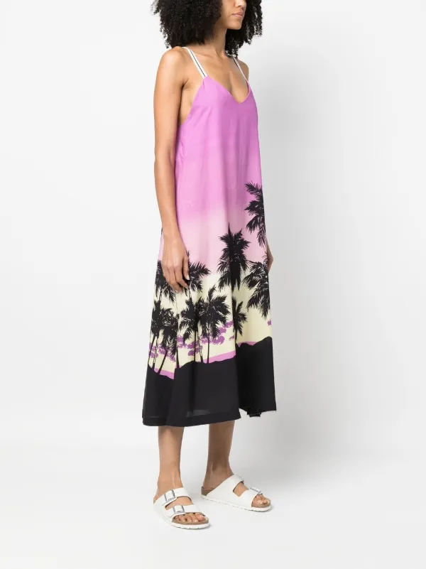 Palm Angels sunset-print Midi Dress | Purple | FARFETCH AE