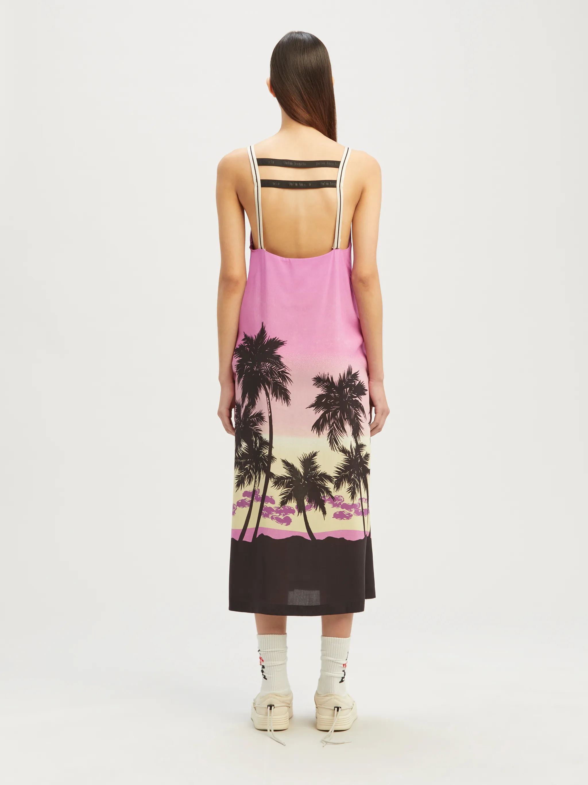 Pink Sunset Straps Midi Dress