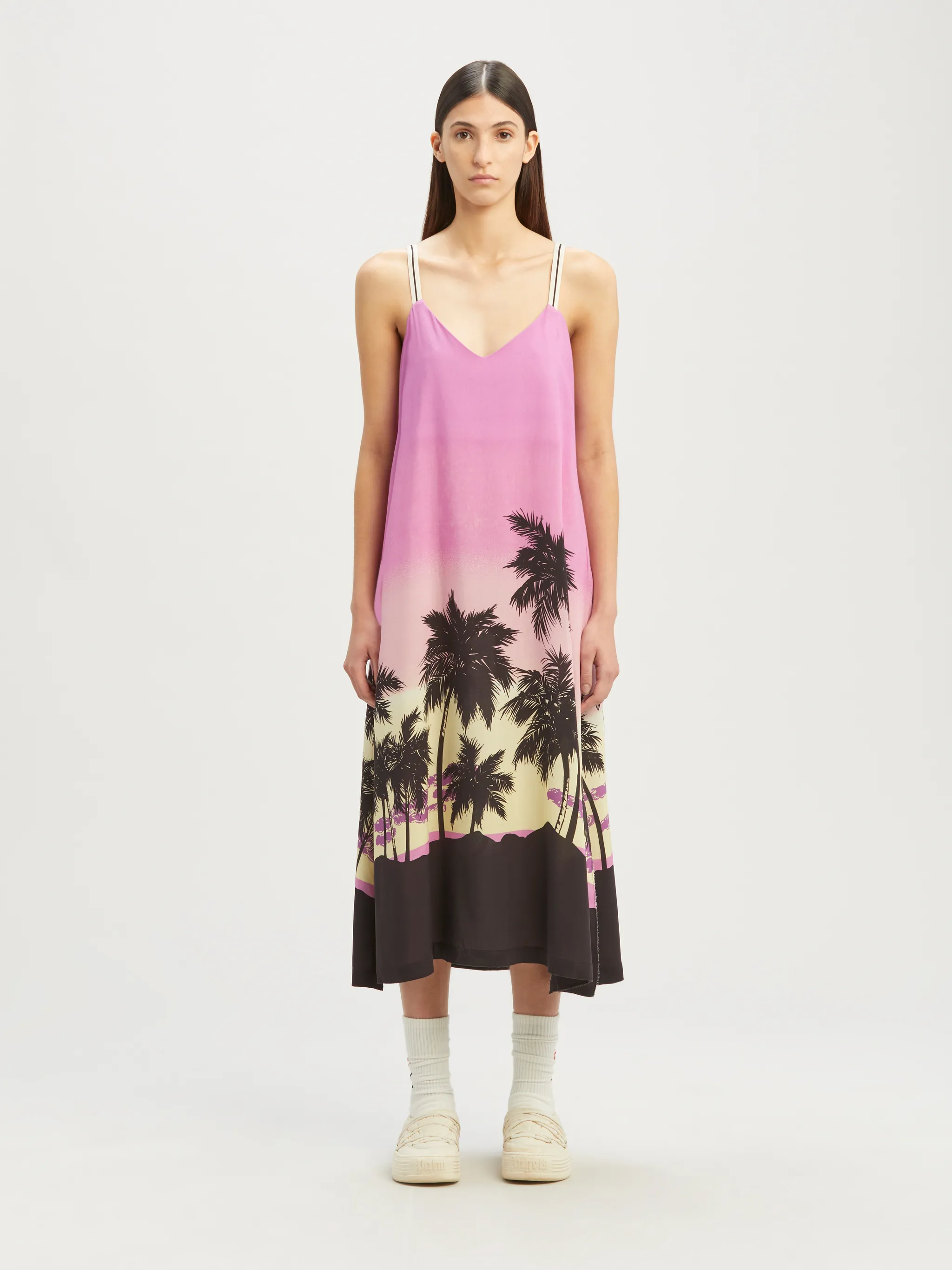Pink Sunset Straps Midi Dress