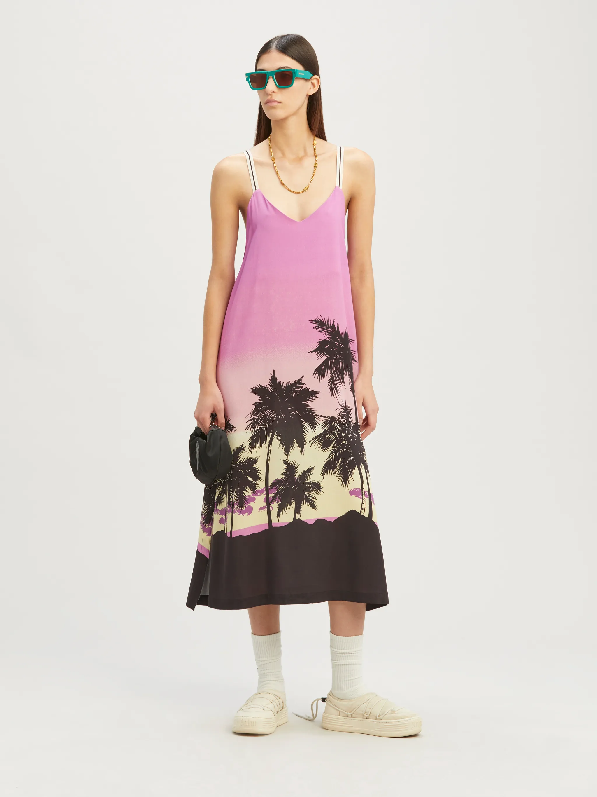 Pink Sunset Straps Midi Dress