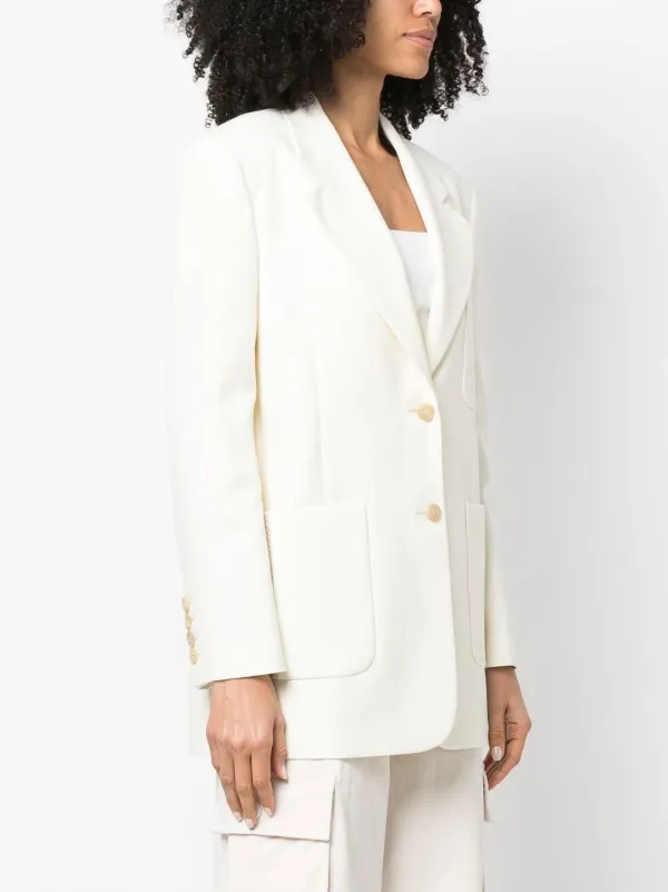 Palm Angels Knitted tape-detail Blazer | White | FARFETCH GE