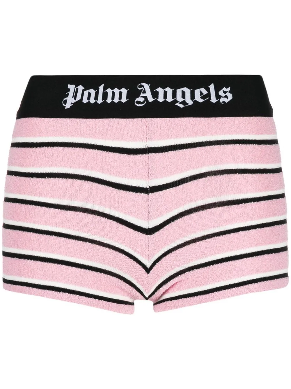 Palm Angels logo-tape striped shorts