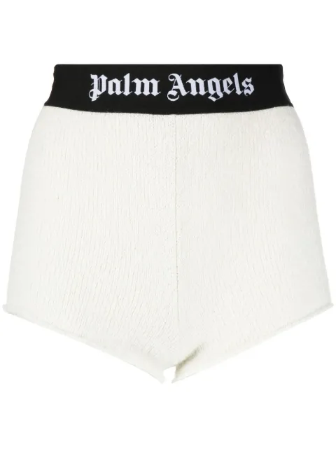 Palm Angels shorts tejidos de bouclé con logo en la pretina