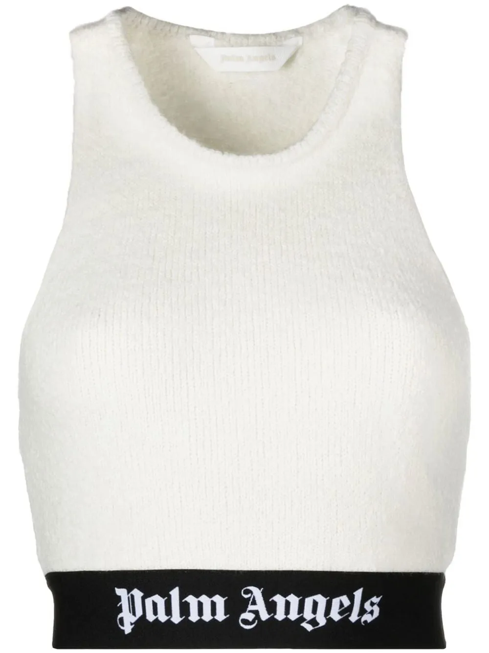 

Palm Angels logo-underband cropped top - White