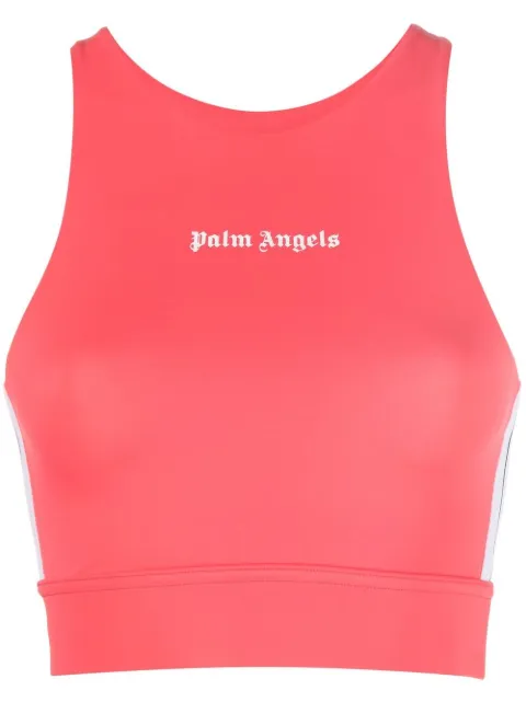 Palm Angels logo-print cropped vest top