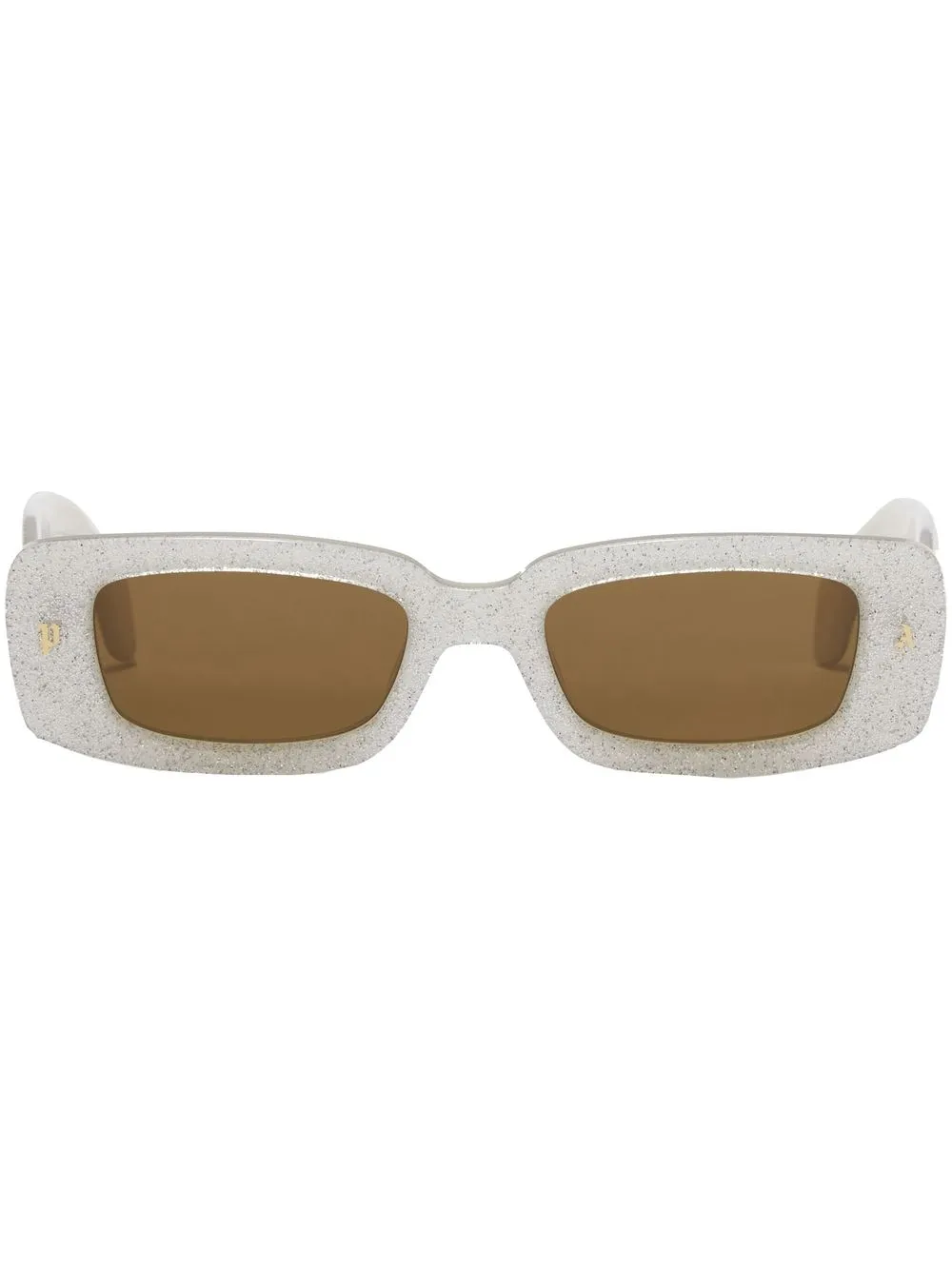 Palm Angels Lala Glitter Rectangle Sunglasses In 白色