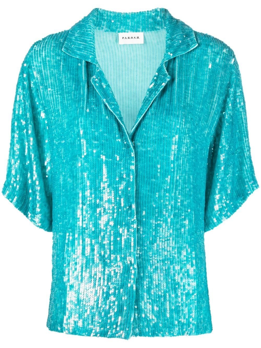 P.a.r.o.s.h Sequin Embellished Shirt In Blue