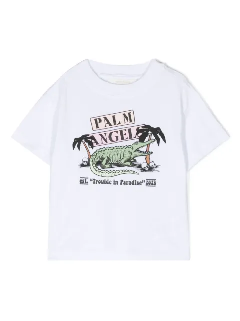 Palm Angels Kids Croco Trouble organic cotton T-shirt