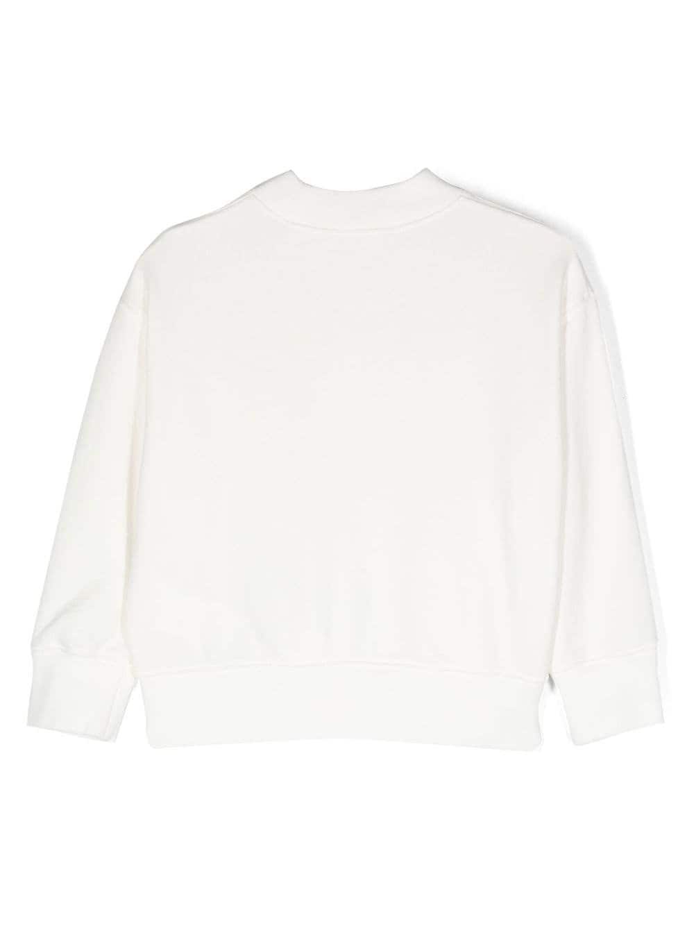 Shop Palm Angels Crew Neck Bear-print Sweatshirt In White Brown