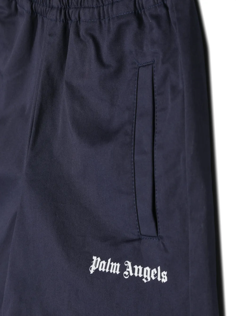 Shop Palm Angels Logo-print Shorts In Blue