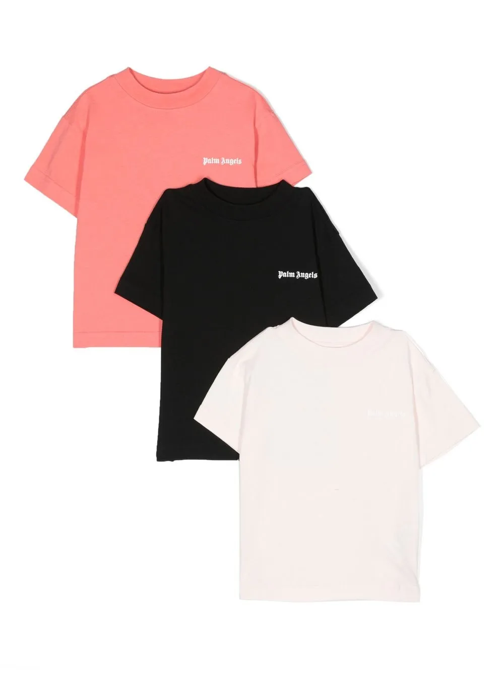 Palm Angels Kids' Set-of-three Logo-print T-shirts In Black