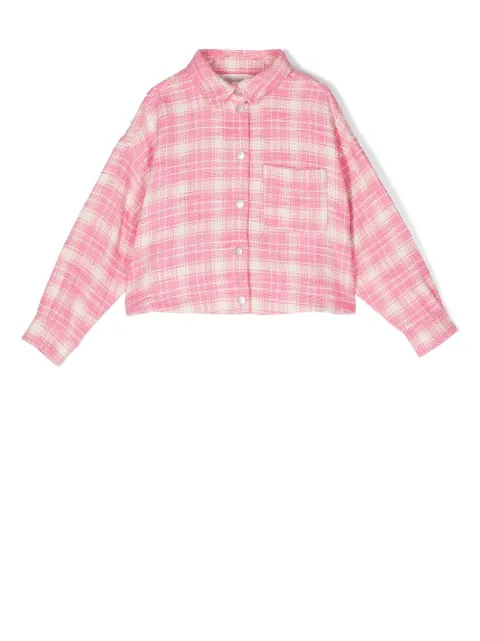 Palm Angels Kids logo-print check shirt