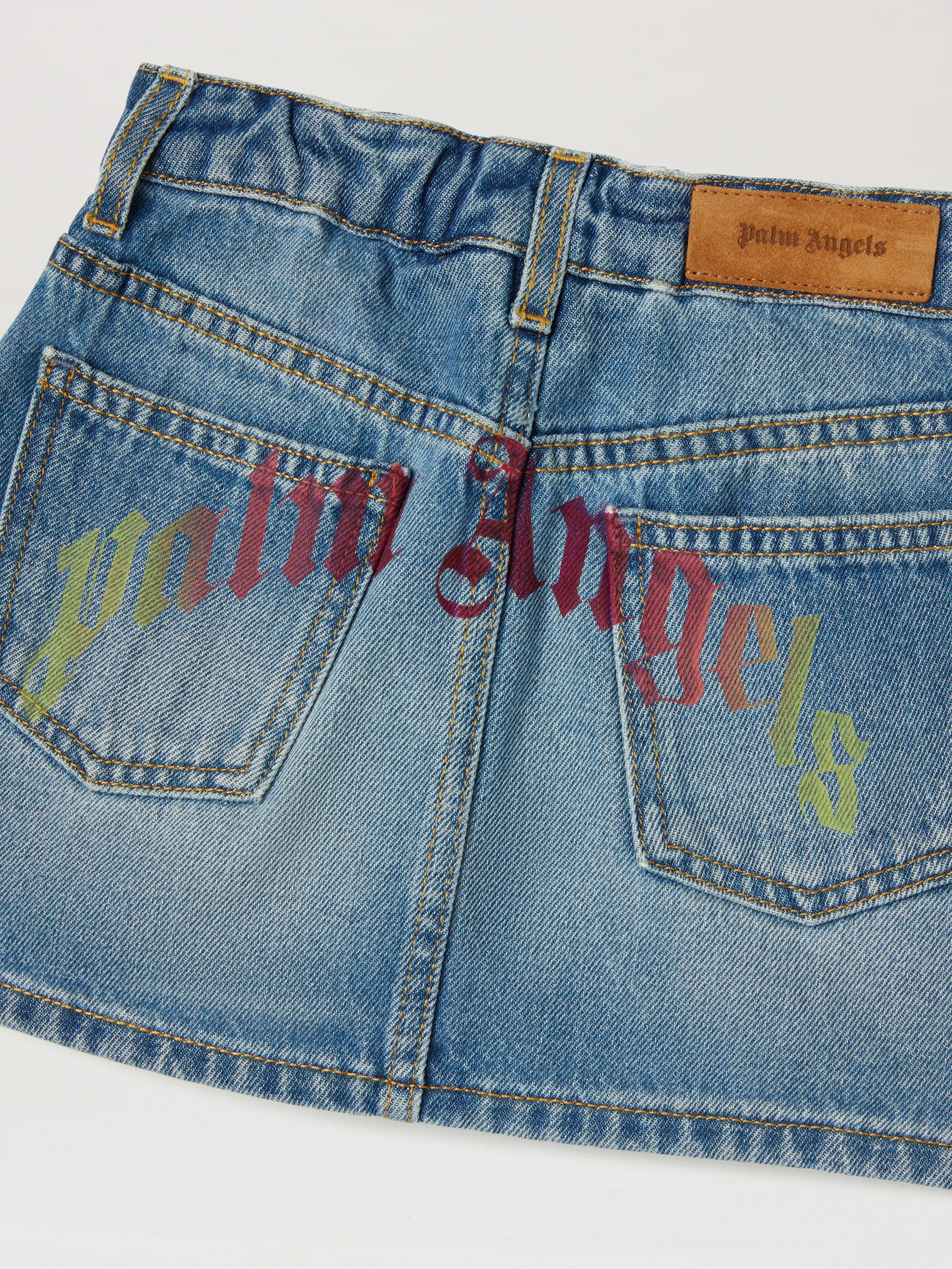 Rainbow PA Denim Skirt in blue Palm Angels® Official
