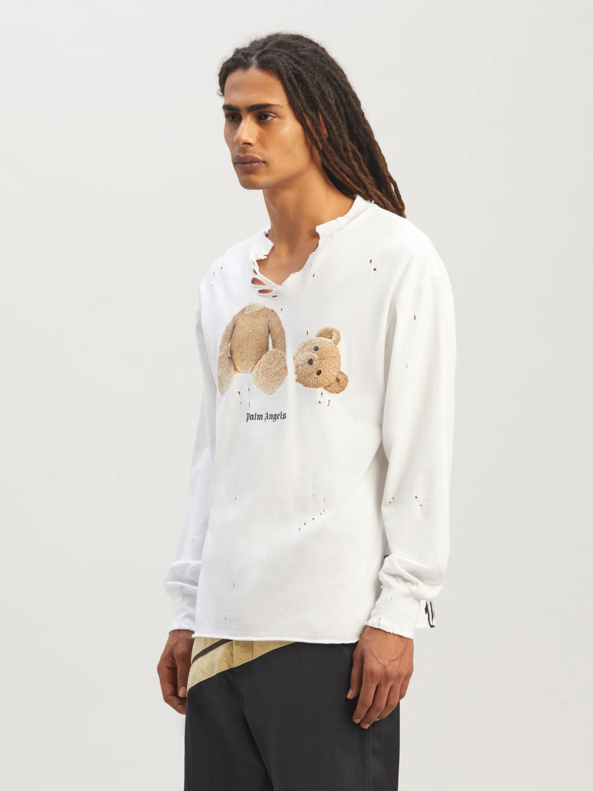 PA Bear Ripped Tee in white - Palm Angels® Official