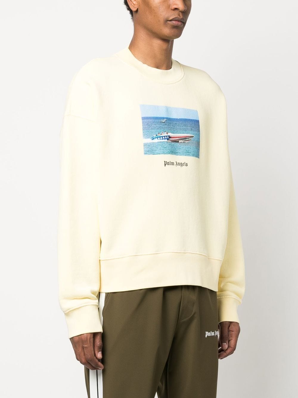 Shop Palm Angels Getty Speedboat-print Sweatshirt In Gelb