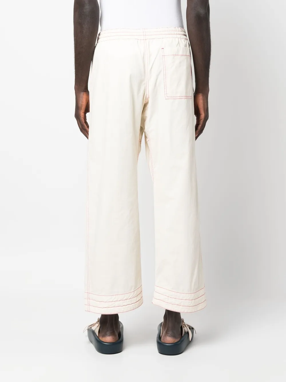 Shop Palm Angels Straight-leg Elasticated Trousers In White