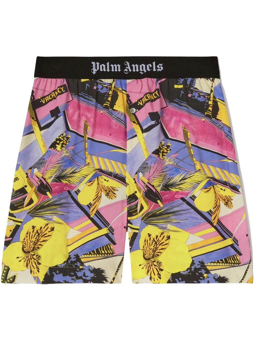 Shop Palm Angels Miami Floral-print Deck Shorts In Pink