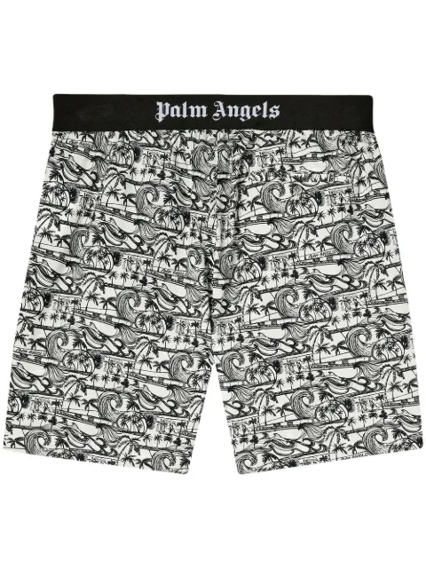 Palm Angels bermudas náutica con estampado gráfico de ondas 