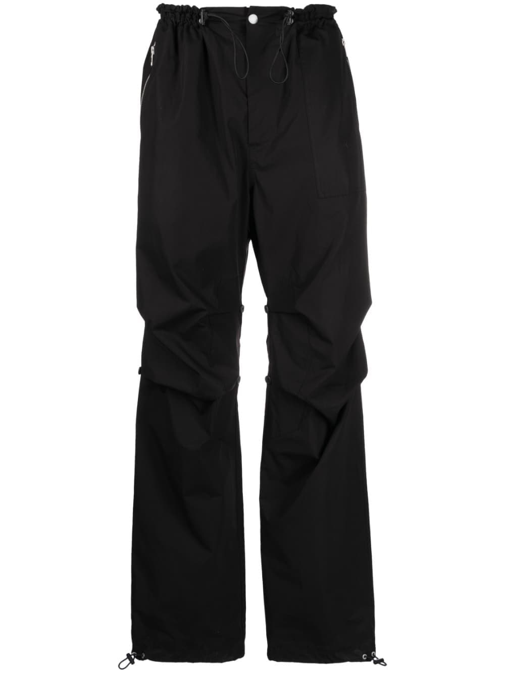 Palm Angels Black Upsidedown Palm Cargo Trousers In Green