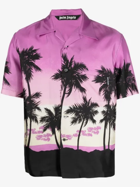 Palm Angels Palm Tree-print silk shirt