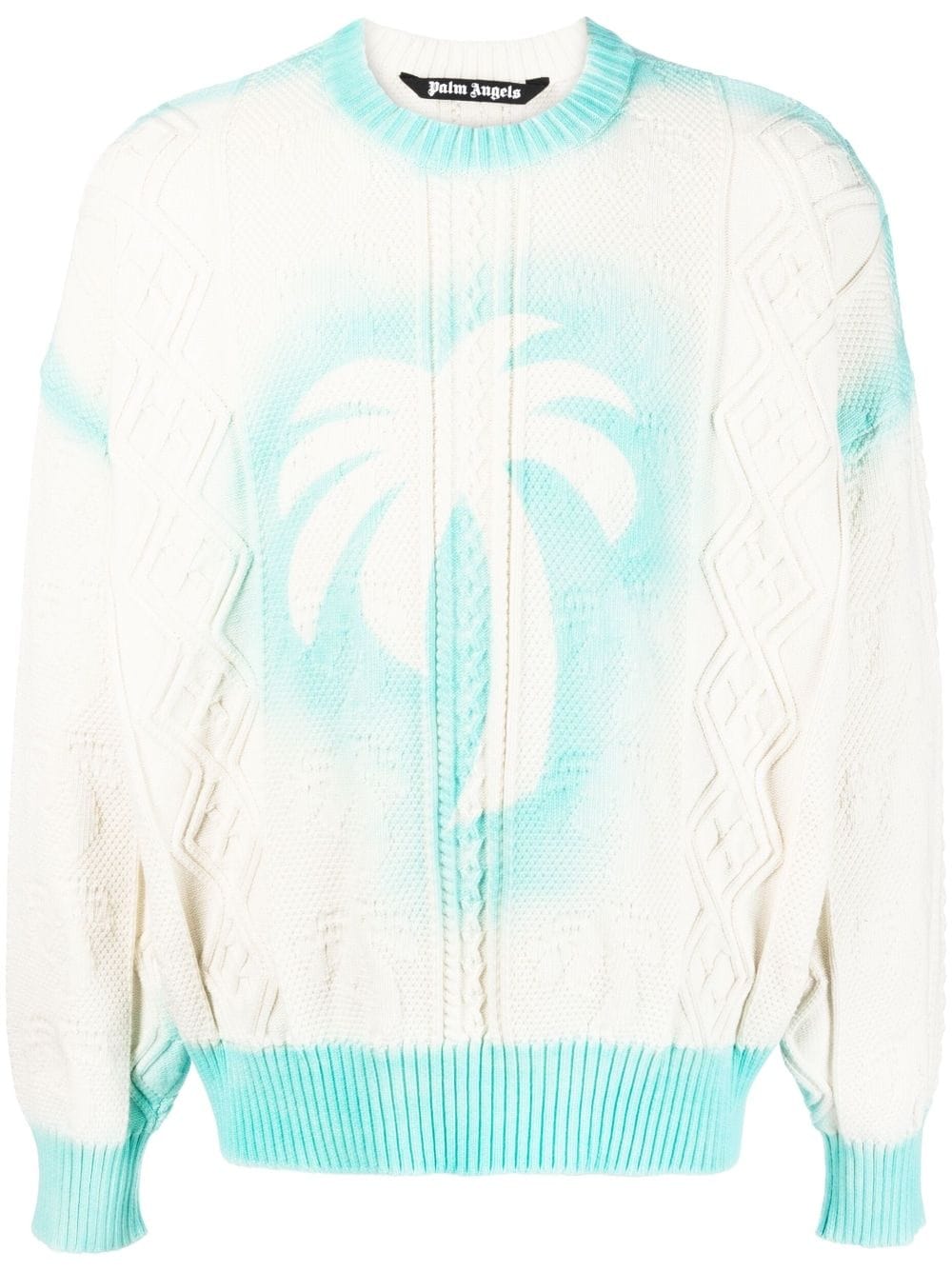 Shop Palm Angels Logo-print Knitted Sweatshirt In White