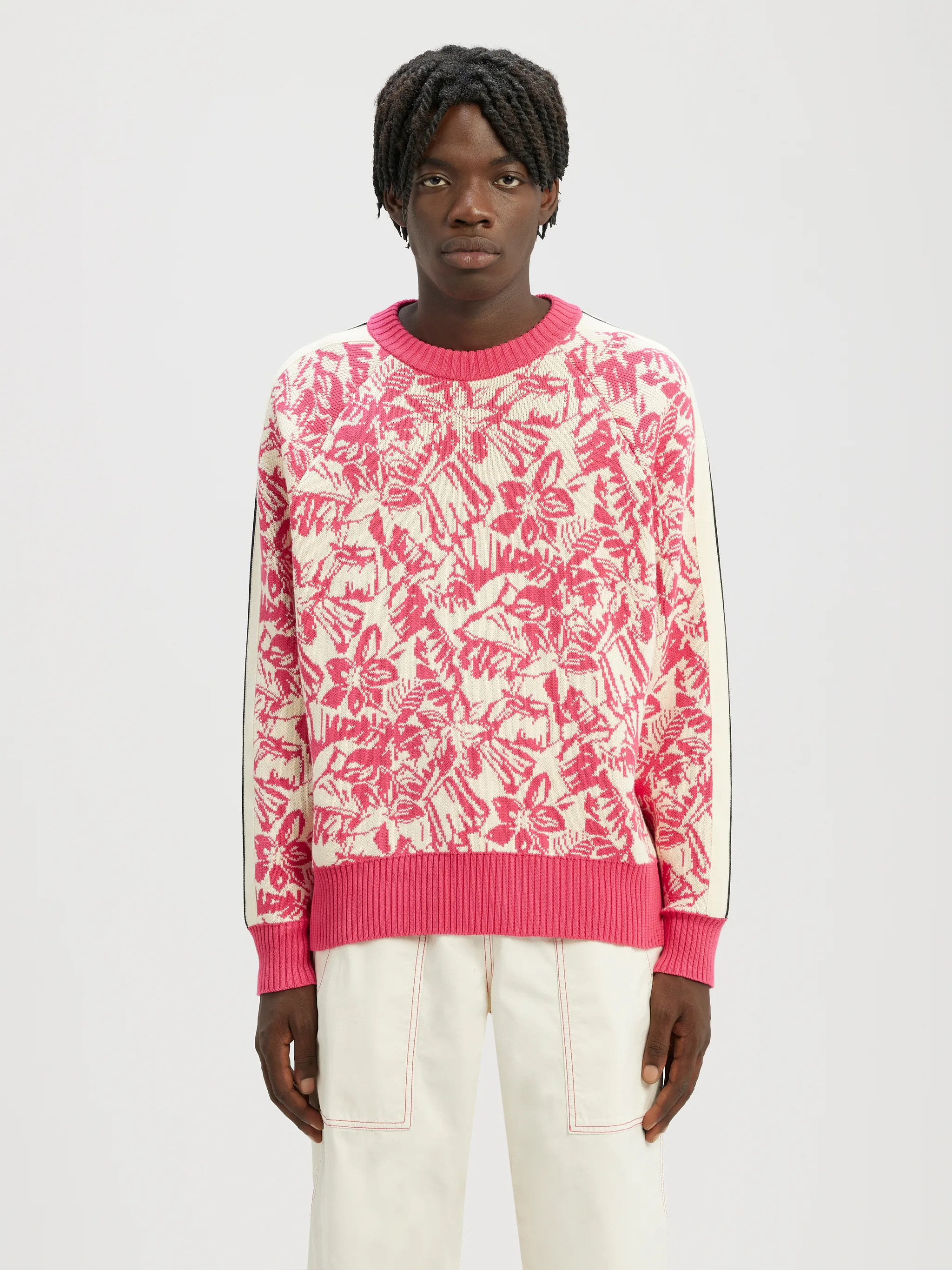 Hibiscus Intarsia Track Sweater