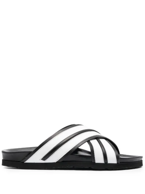 Palm Angels striped criss-cross slides
