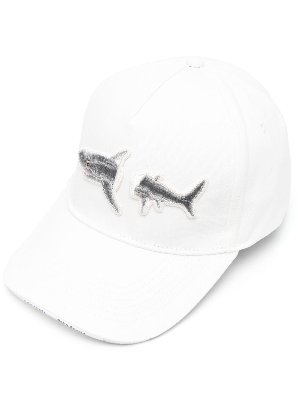 Palm Angels Shark Embroidered Baseball Cap In White