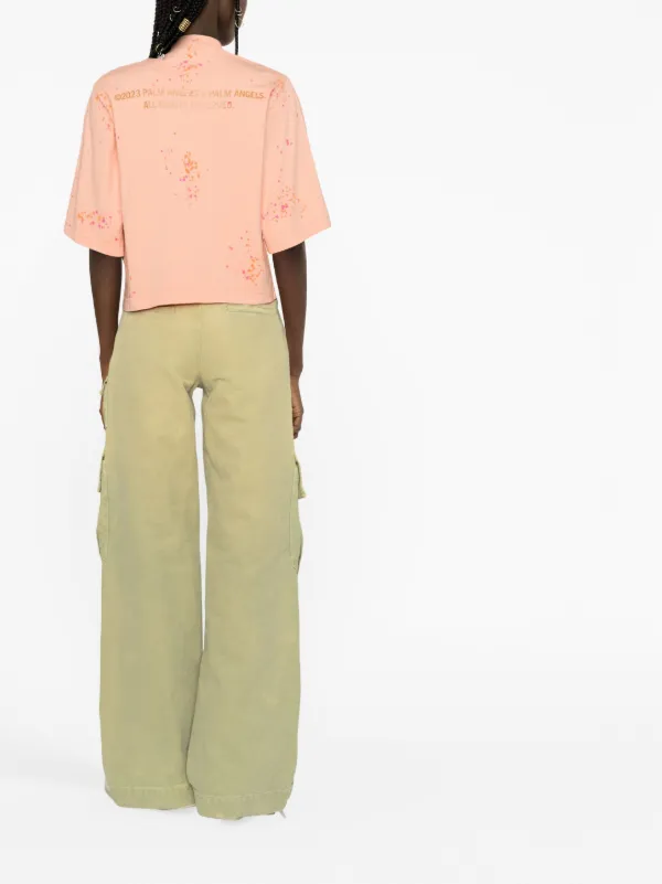 Palm Angels PXP Palm Tree-print Cropped T-shirt | Orange