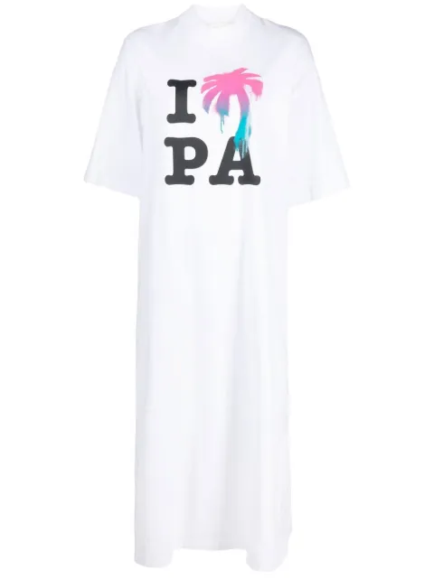Palm Angels vestido estilo playera con estampado I Love PA