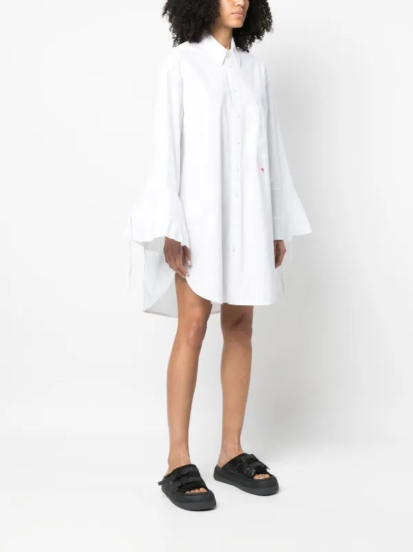 Palm Angels flared-sleeve Shirt Dress | White | FARFETCH AO