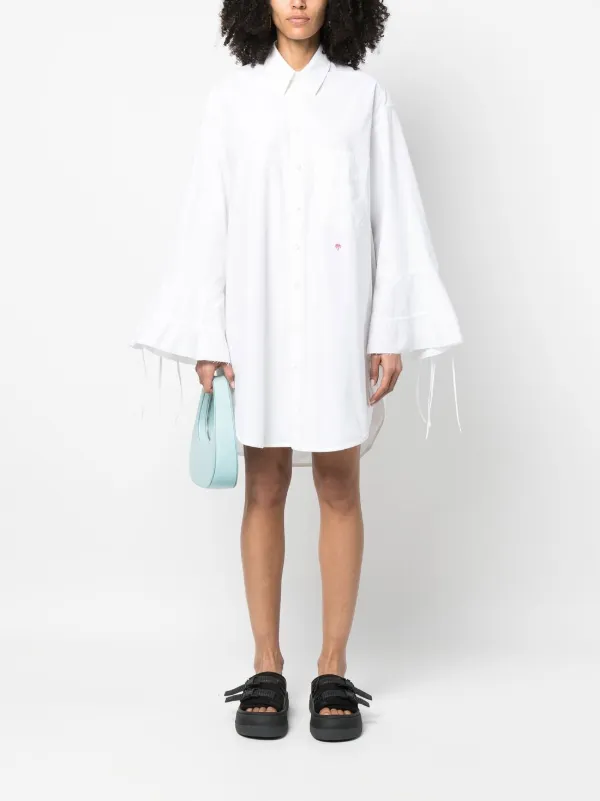 palm angels shirt dress Palm Angels Flared-sleeve Shirt Dress