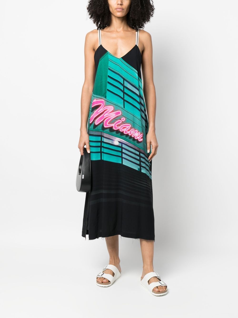 Shop Palm Angels Miami Graphic-print Midi Dress In Schwarz