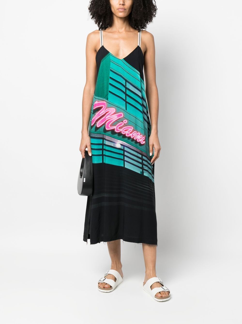 Palm Angels Midi-jurk met print - Zwart