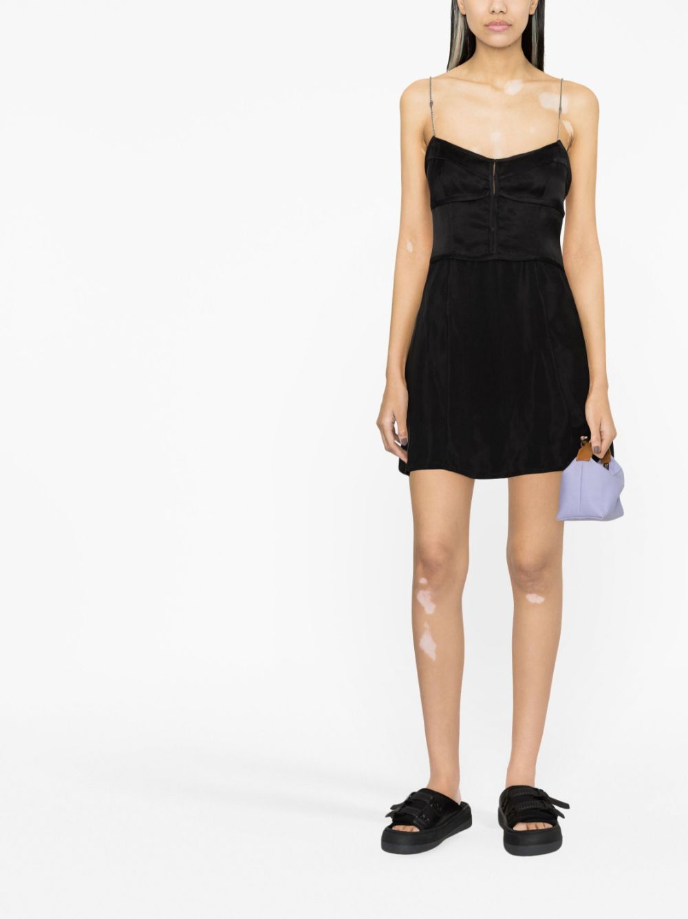 Palm Angels chain-straps slip minidress - Black