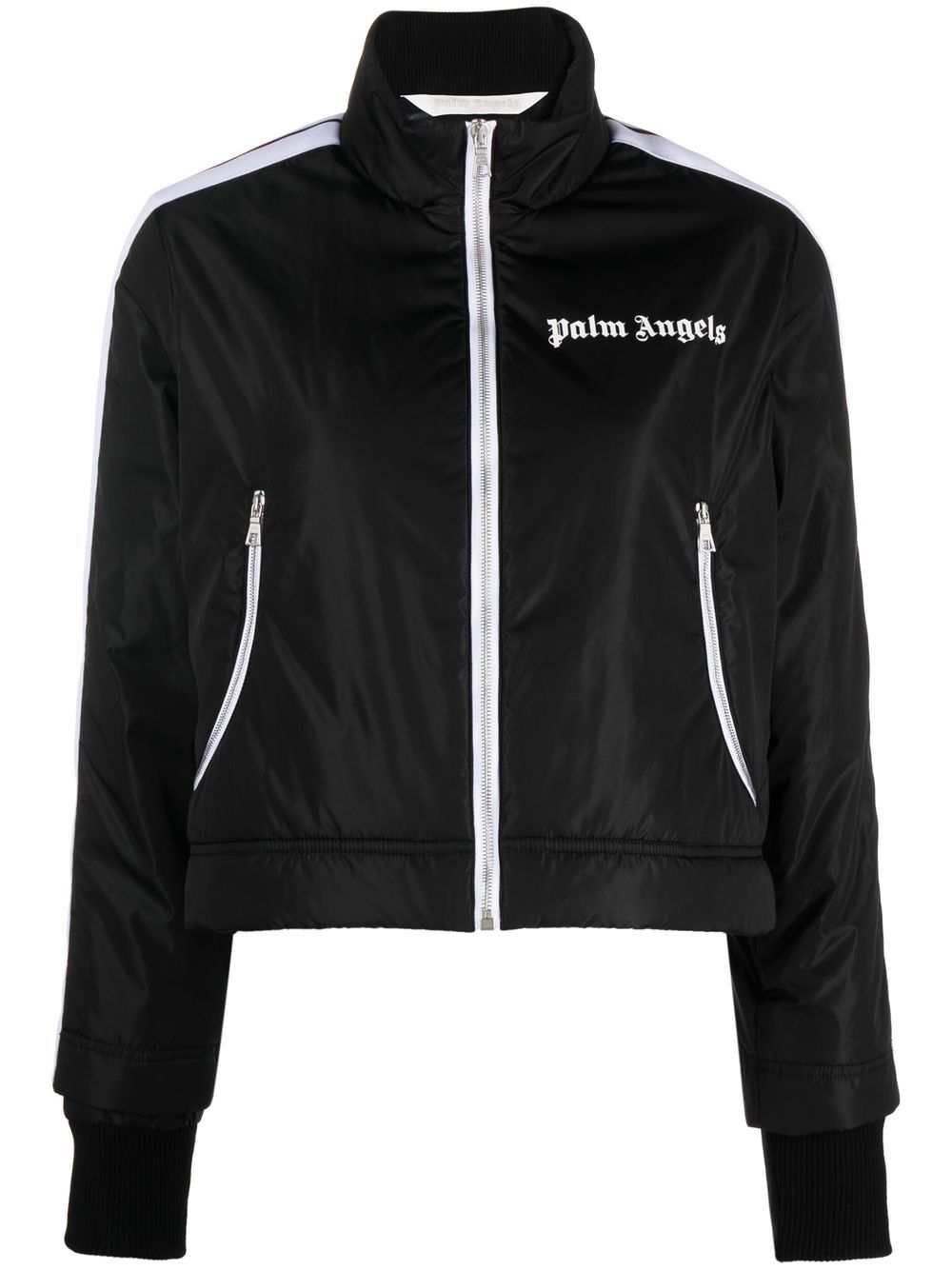Shop Palm Angels Lightweight Cropped Puffer Jacket In Schwarz